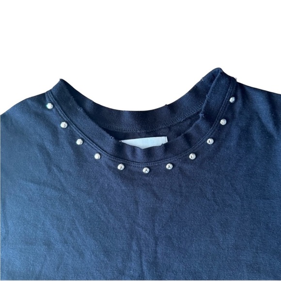 Current Elliott Size 0 XS Black Glitter Rock Stud Distressed T-Shirt Dress - Picture 6 of 9